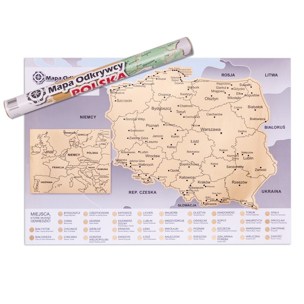 Mapa Odkrywcy - Polska - ulepszona zdrapka Mapa Odkrywcy - Polska - ulepszona zdrapka