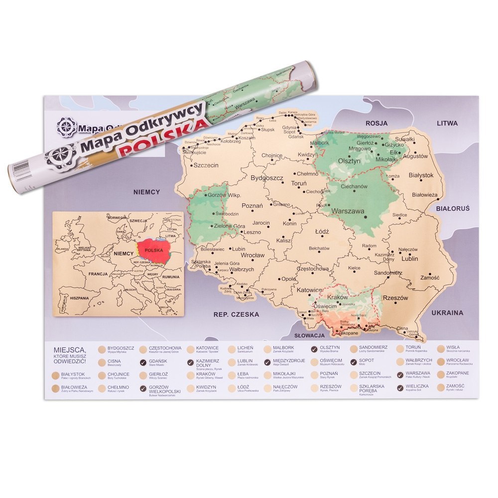 Mapa Odkrywcy - Polska - ulepszona zdrapka