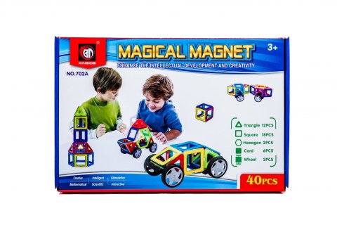Kolorowe klocki magnetyczne MAGICAL MAGNET 40SZT Kolorowe klocki magnetyczne MAGICAL MAGNET 40SZT