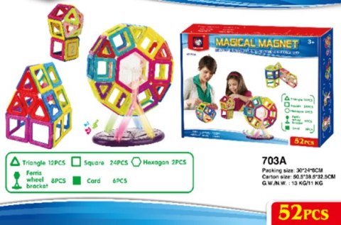 Kolorowe klocki magnetyczne MAGICAL MAGNET 52SZT Kolorowe klocki magnetyczne MAGICAL MAGNET 52SZT