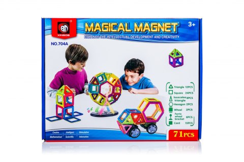 Kolorowe klocki magnetyczne MAGICAL MAGNET 71SZT Kolorowe klocki magnetyczne MAGICAL MAGNET 71SZT