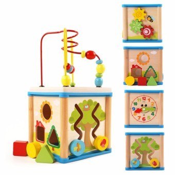 Sorter drewniany kostka edukacyjna z pętlą motoryczną Sorter drewniany kostka edukacyjna z pętlą motoryczną