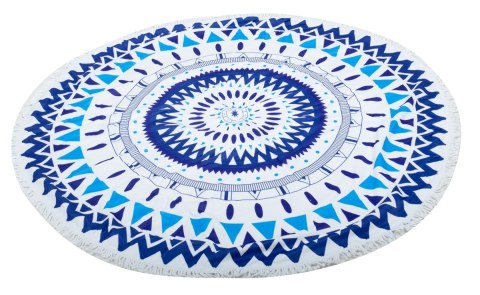 Ręcznik plażowy okrągły duży pled boho niebieski Ręcznik plażowy okrągły duży pled boho niebieski