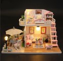 Domek dla lalek piętrowy drewniany model do złożenia LED Domek dla lalek piętrowy drewniany model do złożenia LED