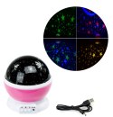 Lampka nocna projektor gwiazd 2w1 USB fioletowa Lampka nocna projektor gwiazd 2w1 USB fioletowa