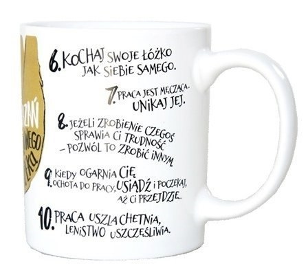 Kubek 10 przykazań szczęśliwego człowieka - leniwiec Kubek 10 przykazań szczęśliwego człowieka - leniwiec