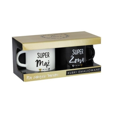 NA ZAWSZE RAZEM - zestaw 2 kubków emaliowanych Super mąż / Super żona NA ZAWSZE RAZEM - zestaw 2 kubków emaliowanych Super mąż / Super żona