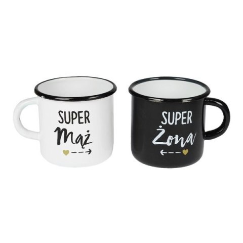 NA ZAWSZE RAZEM - zestaw 2 kubków emaliowanych Super mąż / Super żona NA ZAWSZE RAZEM - zestaw 2 kubków emaliowanych Super mąż / Super żona