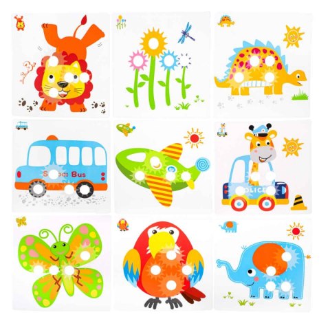 Koła zębate przekładnie edukacyjne 9 plansz 24x24cm Koła zębate przekładnie edukacyjne 9 plansz 24x24cm