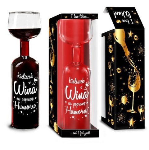 I LOVE WINE - butelko-kieliszek - Na poprawę humoru I LOVE WINE - butelko-kieliszek - Na poprawę humoru