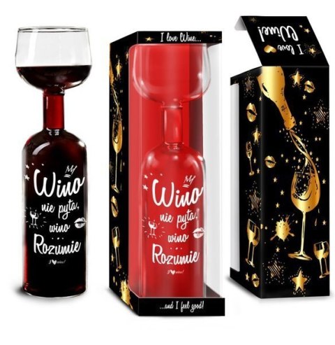 I LOVE WINE - butelko-kieliszek - Wino nie pyta I LOVE WINE - butelko-kieliszek - Wino nie pyta