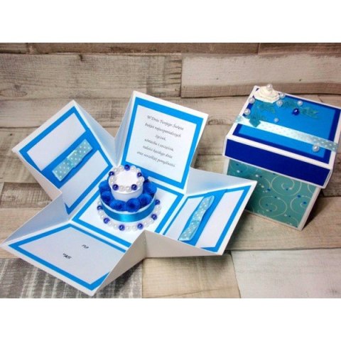 Pudełko z tortem - niebieskie