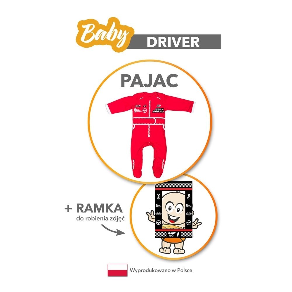 Baby Driver - Pajac - Czerwony - Rozmiar 86