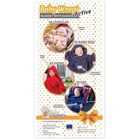 Baby Wrapi Active - Kocyk z rękawami - Grafit Baby Wrapi Active - Kocyk z rękawami - Grafit